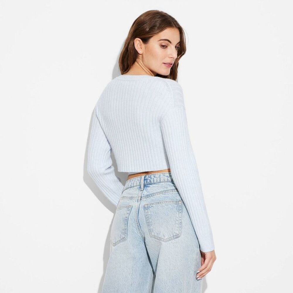 Open Box - Wild Fable - Women's Zip-Front Cardigan - Wild Fable Light Blue Blue - Picture 3 of 3